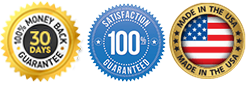 30-day guarantee, 100% satisfaction, Made in USA
